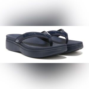 Vionic Women's Sunrise High Tide II Toe-Post Platform Sandal Navy Blue Size 11